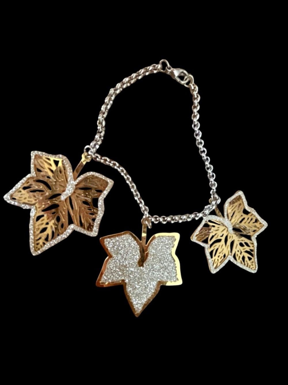 Gold and Silver Leaf Charm Bracelet